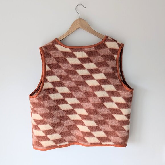 Upcycled Checkered Blanket Vest - Medium - Picture 2 of 5